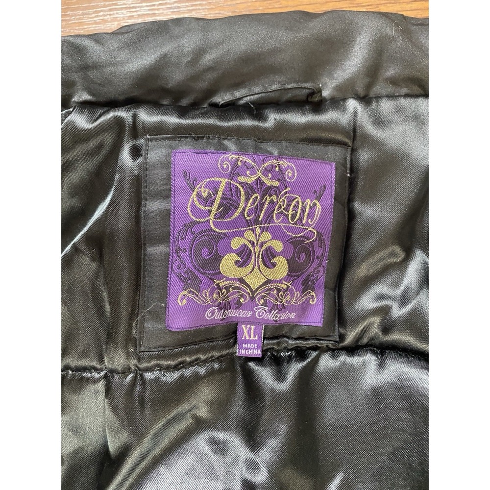 Dereon Black Quilted Puffer Bomber Jacket with Army Embroidered Patches - Picture 9 of 11